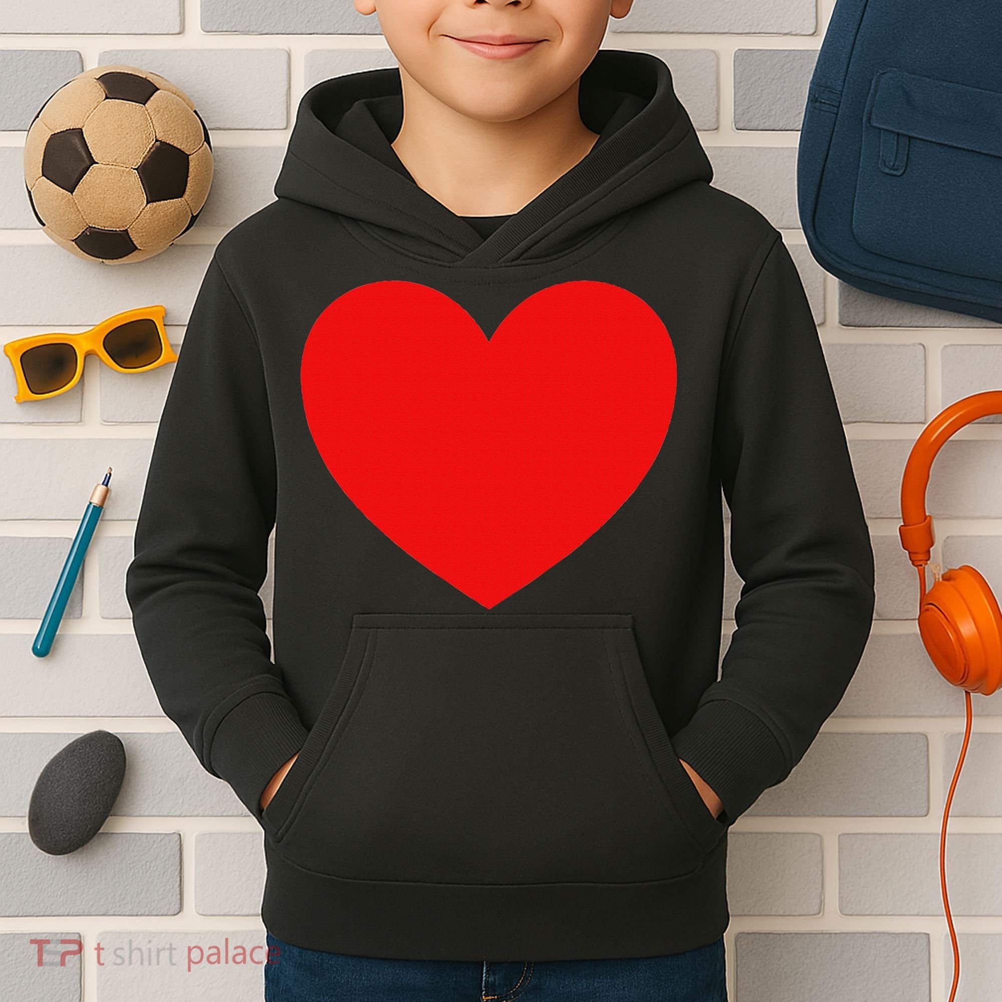 Heart Valentines Day Graphic Novelty Love Heart Kids Hoodie
