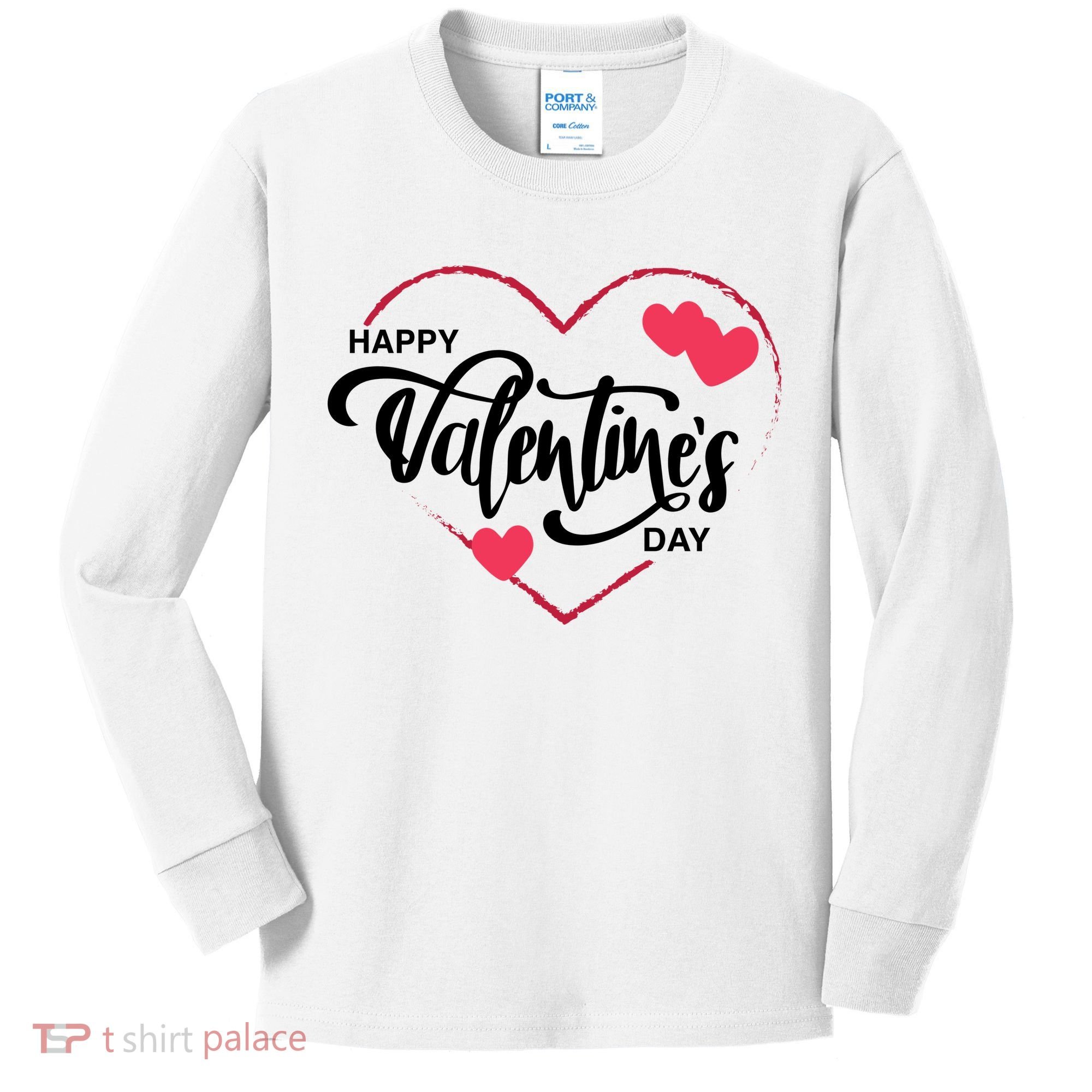 Happy Valentines Day Heart Cute Gift Kids Long Sleeve Shirt