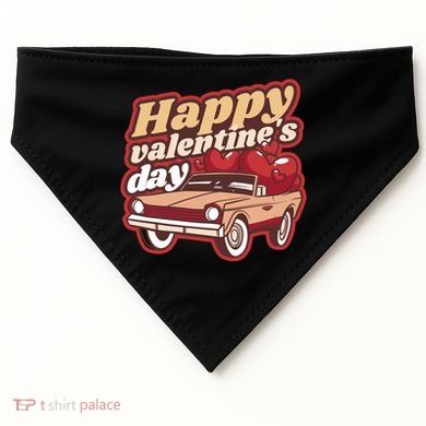 Happy Valentine's Day Vintage Car USA-Made Doggie Bandana