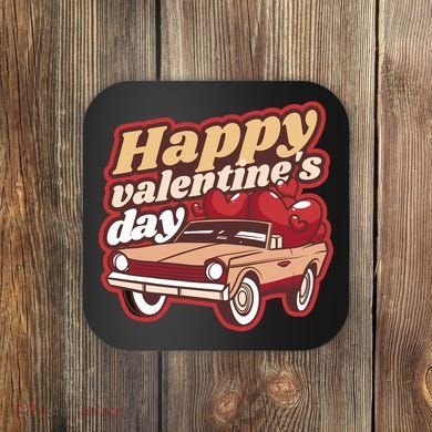Happy Valentine's Day Vintage Car Coaster