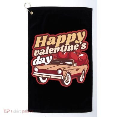 Happy Valentine's Day Vintage Car Golf Towel