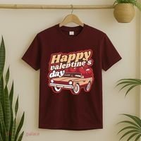 Happy Valentine's Day Vintage Car T-Shirt thumb 2