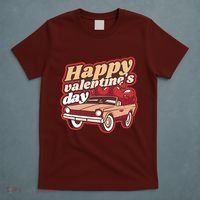 Happy Valentine's Day Vintage Car T-Shirt thumb 5