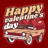 Happy Valentine's Day Vintage Car T-Shirt thumb 7