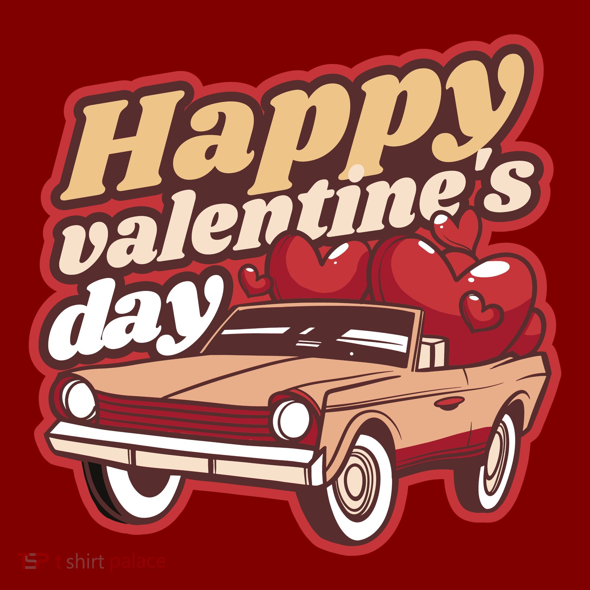 Happy Valentine's Day Vintage Car T-Shirt