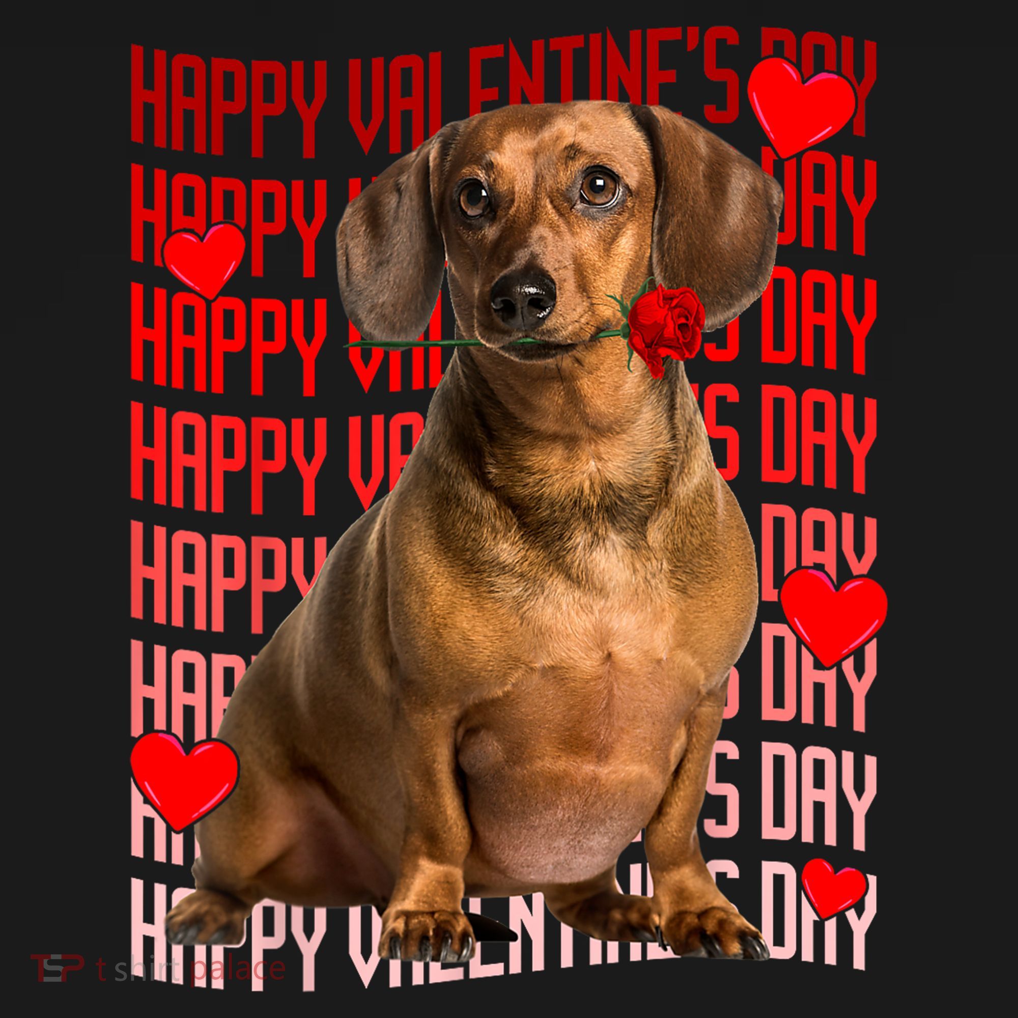 Happy Valentines Day Dachshund Dog & Red Hearts Gift For Boy Girl Women's Hoodie