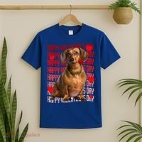 Happy Valentines Day Dachshund Dog & Red Hearts Gift For Boy Girl T-Shirt thumb 2
