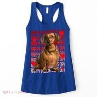 Happy Valentines Day Dachshund Dog & Red Hearts Gift For Boy Girl Women's Tank Top thumb 0