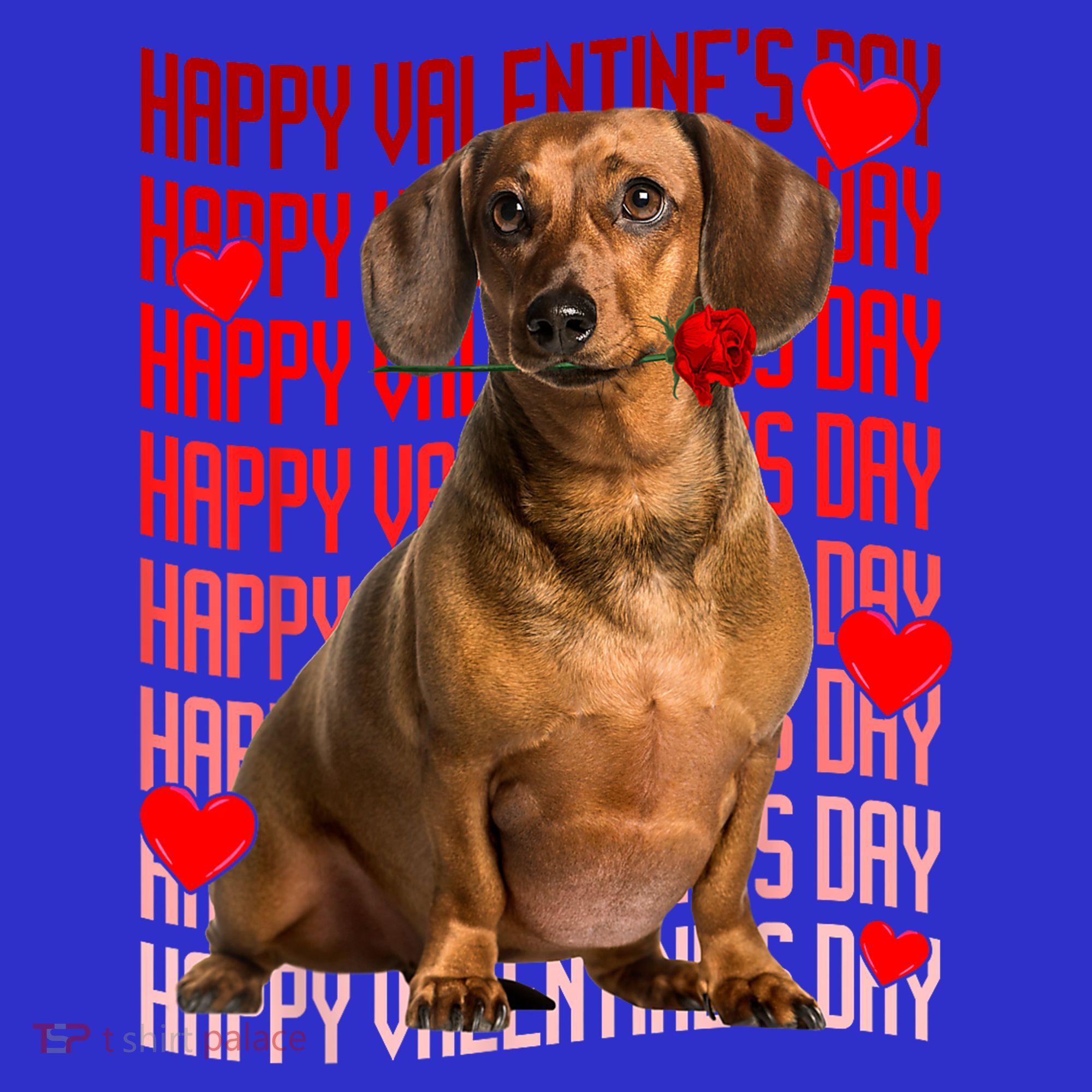 Happy Valentines Day Dachshund Dog & Red Hearts Gift For Boy Girl Women's Tank Top