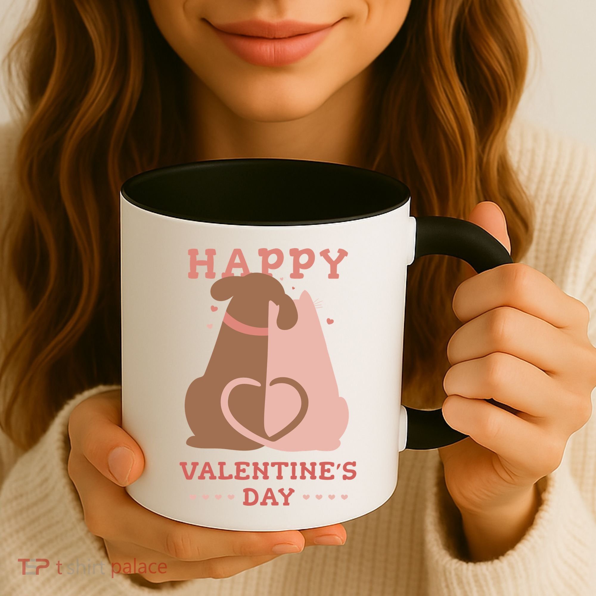 Happy Valentines Day Dog Tail Heart Coffee Mug