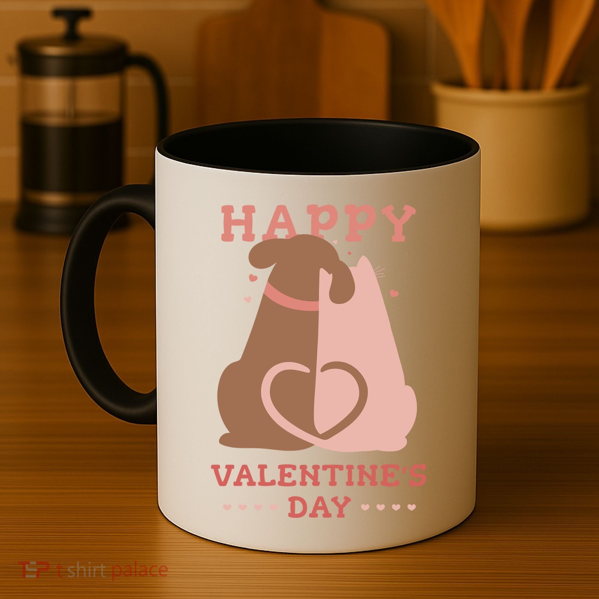 Happy Valentines Day Dog Tail Heart Coffee Mug