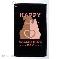 Happy Valentines Day Dog Tail Heart Golf Towel thumb 0
