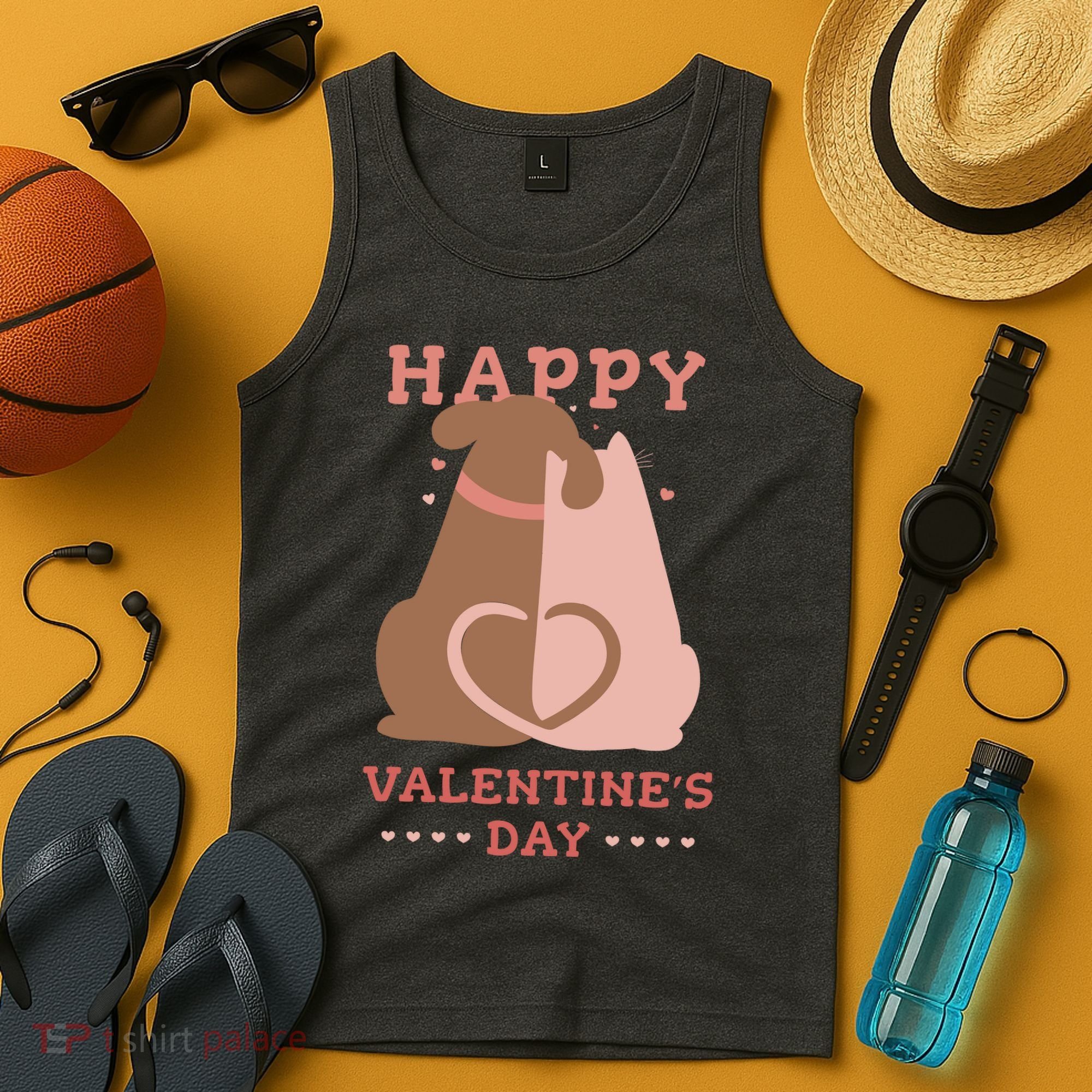 Happy Valentines Day Dog Tail Heart Tank Top