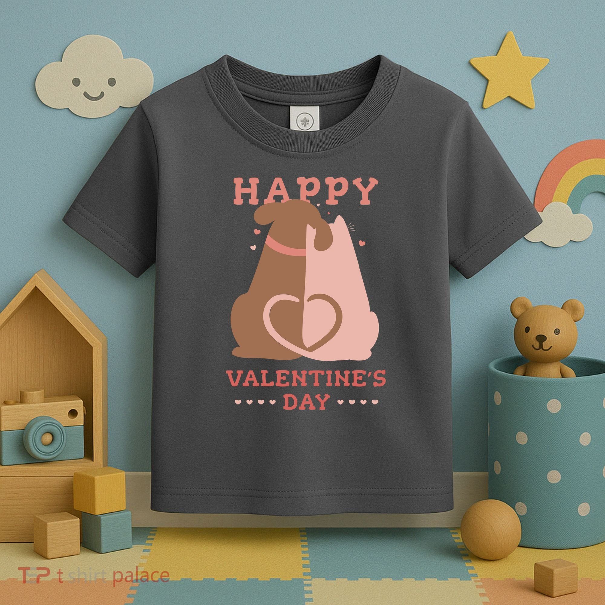 Happy Valentines Day Dog Tail Heart Toddler T-Shirt