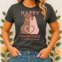 Happy Valentines Day Dog Tail Heart Women's T-Shirt thumb 2