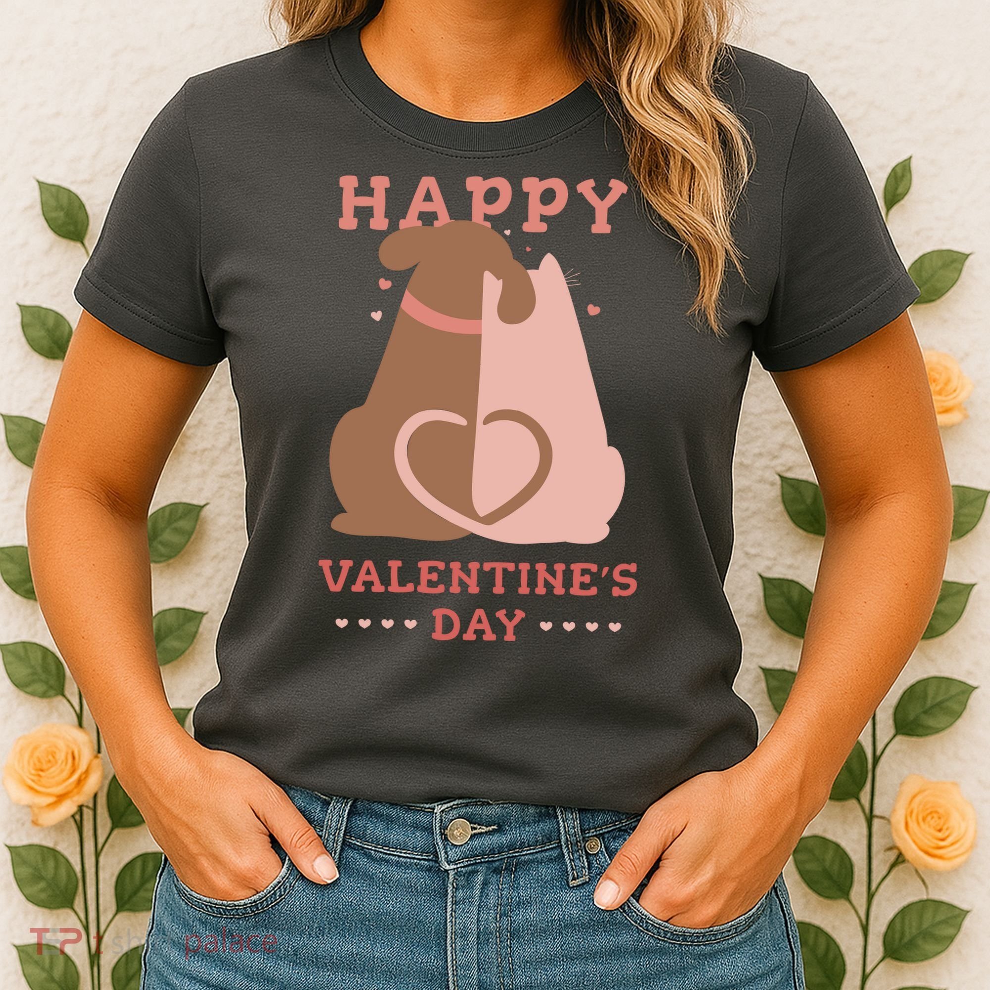 Happy Valentines Day Dog Tail Heart Women's T-Shirt