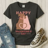 Happy Valentines Day Dog Tail Heart Women's T-Shirt thumb 3