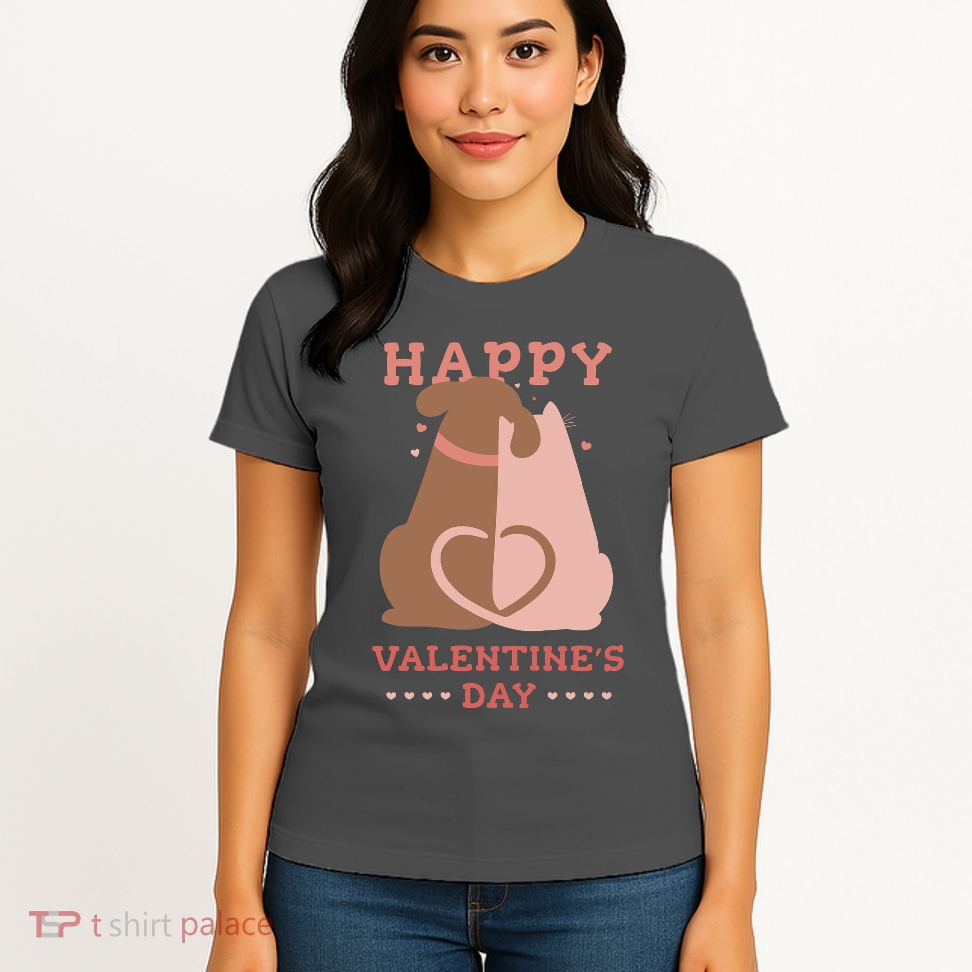 Happy Valentines Day Dog Tail Heart Women's T-Shirt