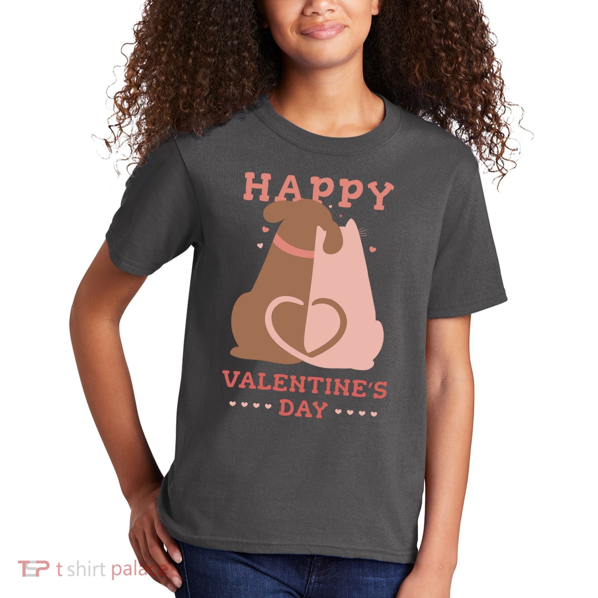 Happy Valentines Day Dog Tail Heart Kids T-Shirt