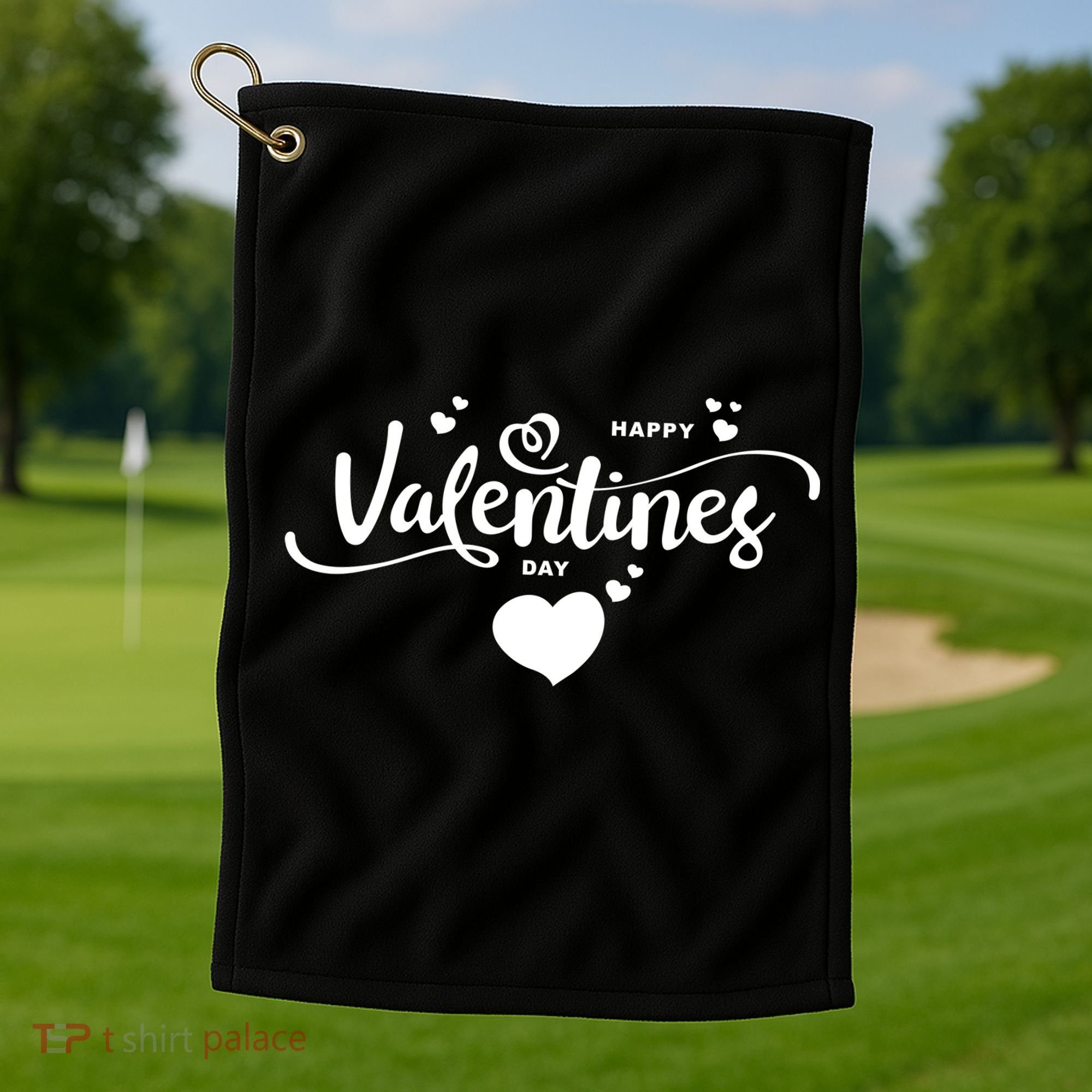Happy Valentines Day Cute Romantic Golf Towel