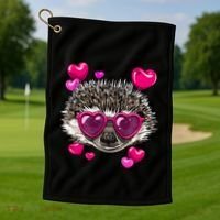 Hedgehog Valentines Day Heart Love Couples Hedgehog Lover Cool Gift Golf Towel thumb 1