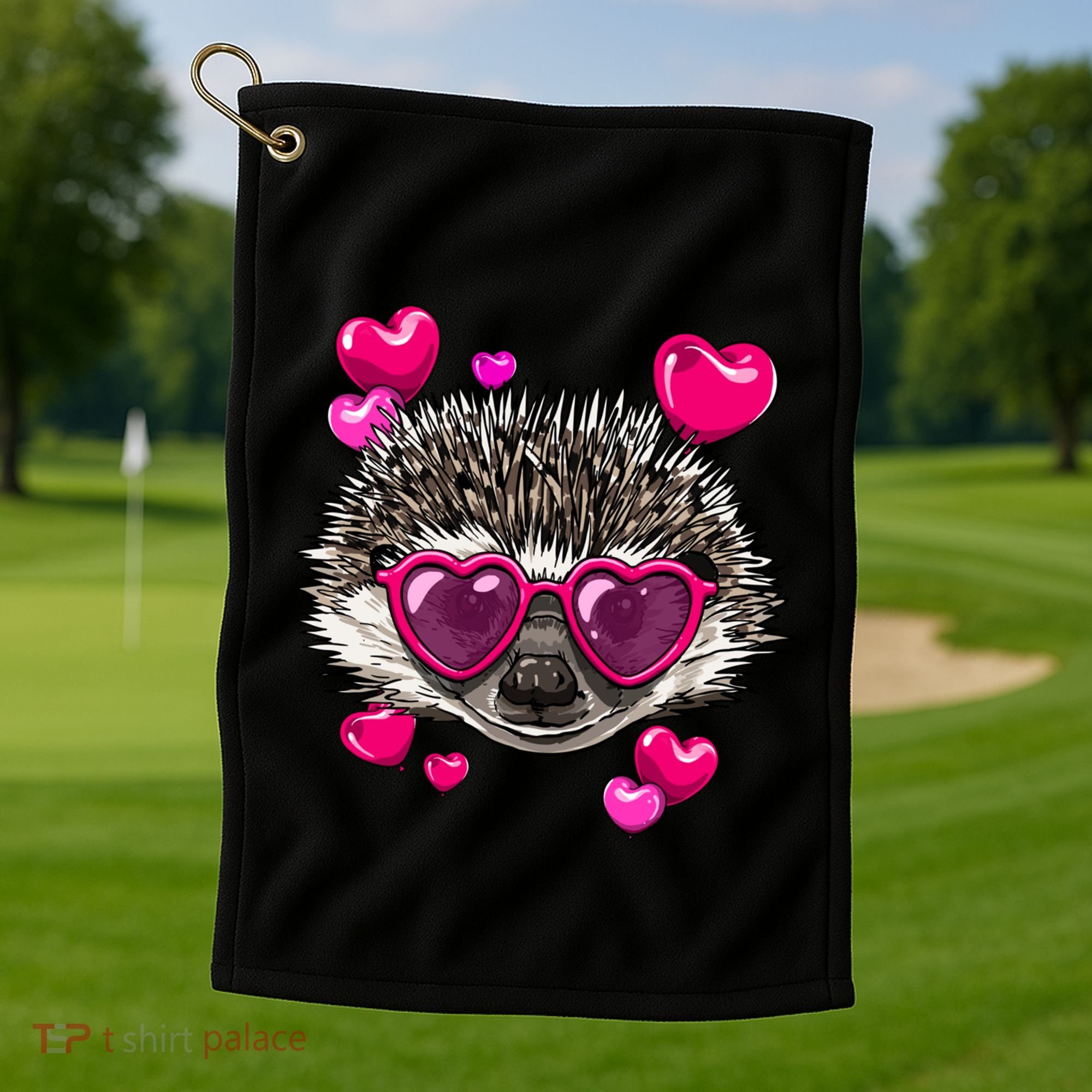Hedgehog Valentines Day Heart Love Couples Hedgehog Lover Cool Gift Golf Towel