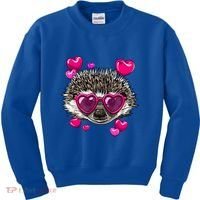 Hedgehog Valentines Day Heart Love Couples Hedgehog Lover Cool Gift Kids Sweatshirt thumb 0