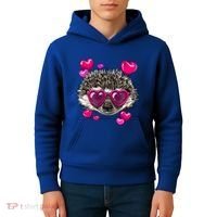 Hedgehog Valentines Day Heart Love Couples Hedgehog Lover Cool Gift Kids Hoodie thumb 4