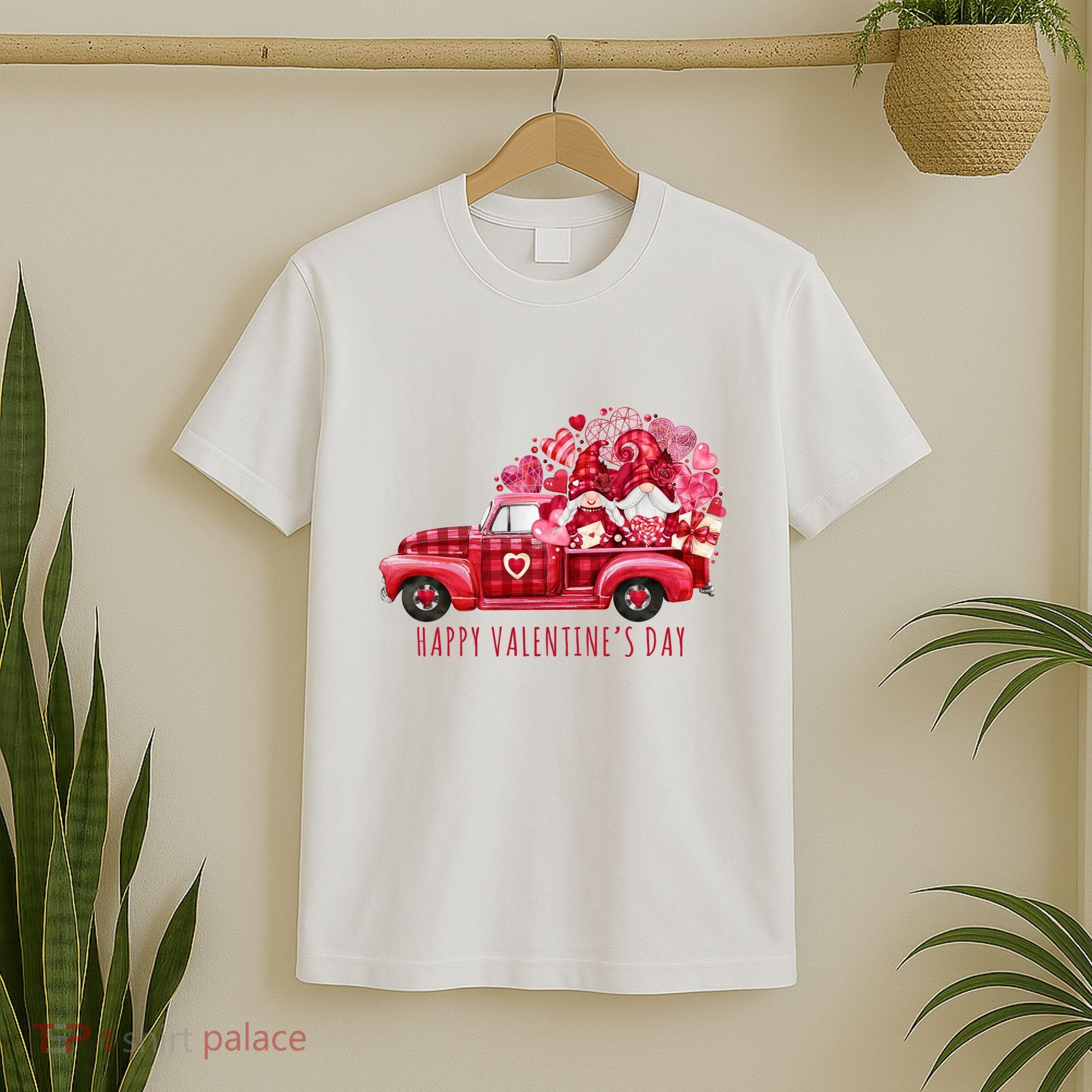 Happy Valentines Day Gnome Vintage Truck T-Shirt