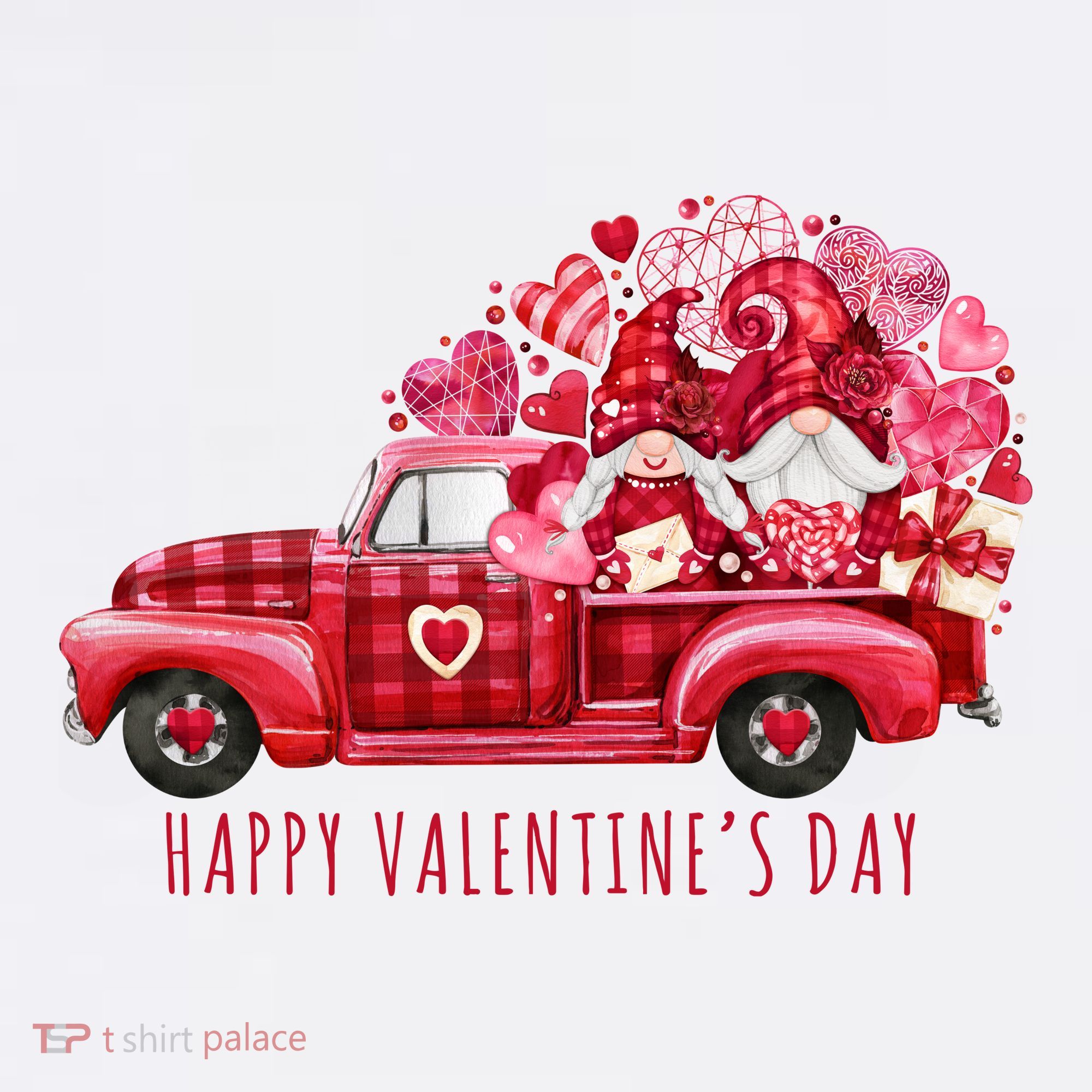 Happy Valentines Day Gnome Vintage Truck T-Shirt