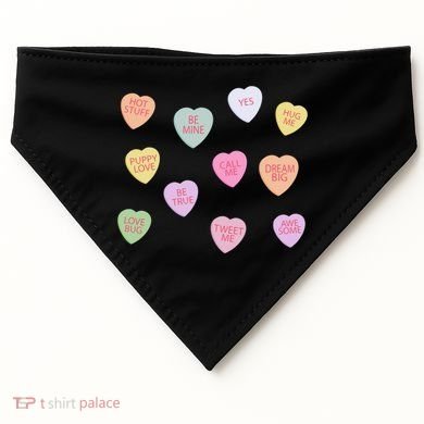 Happy Valentines Day Candy Conversation Hearts Great Gift Great Gift USA-Made Doggie Bandana