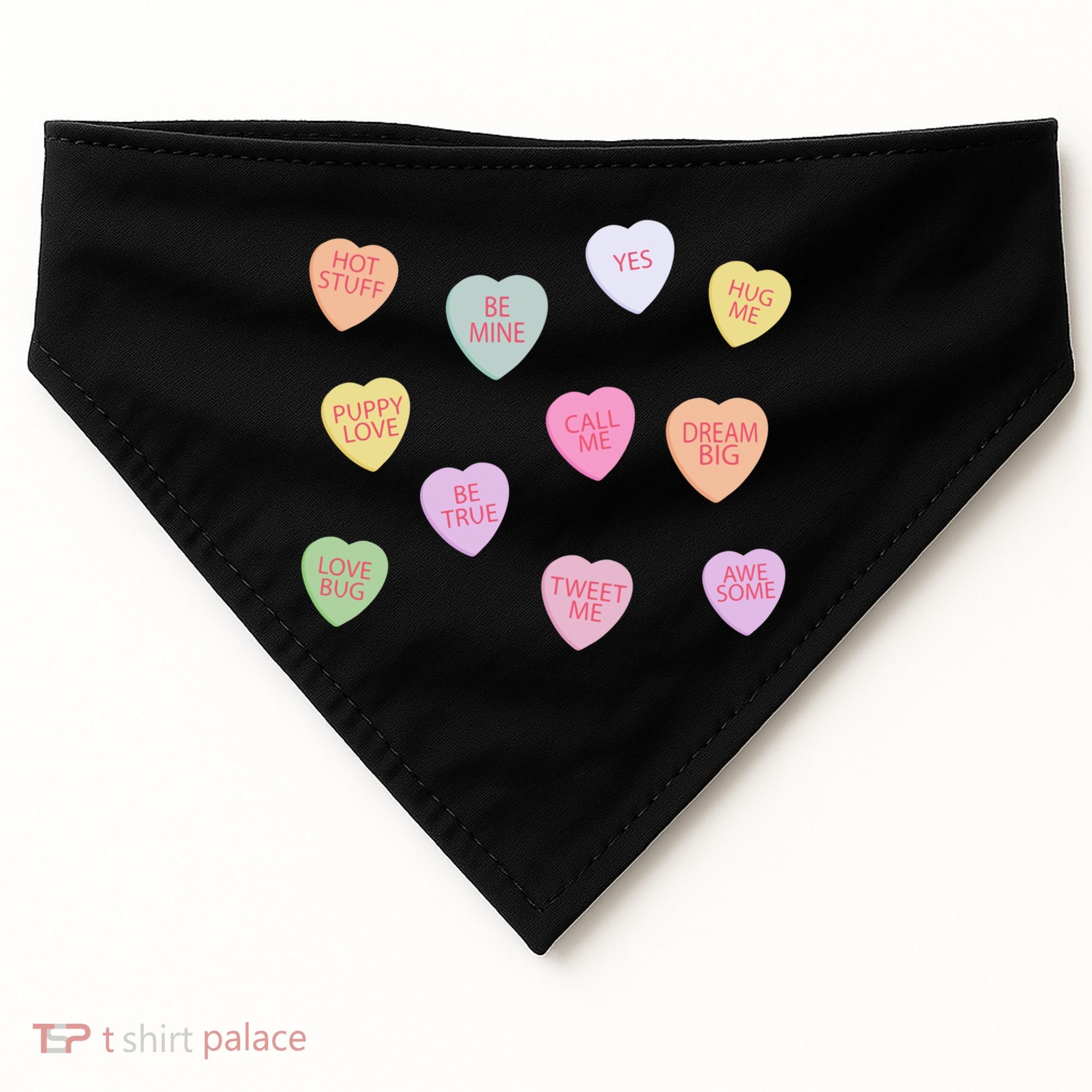 Happy Valentines Day Candy Conversation Hearts Great Gift Great Gift USA-Made Doggie Bandana