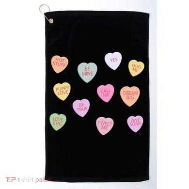 Happy Valentines Day Candy Conversation Hearts Great Gift Great Gift Golf Towel