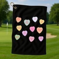 Happy Valentines Day Candy Conversation Hearts Great Gift Great Gift Golf Towel thumb 1