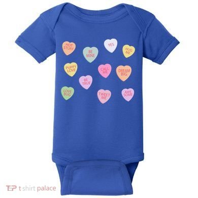 Happy Valentines Day Candy Conversation Hearts Great Gift Great Gift Baby Bodysuit