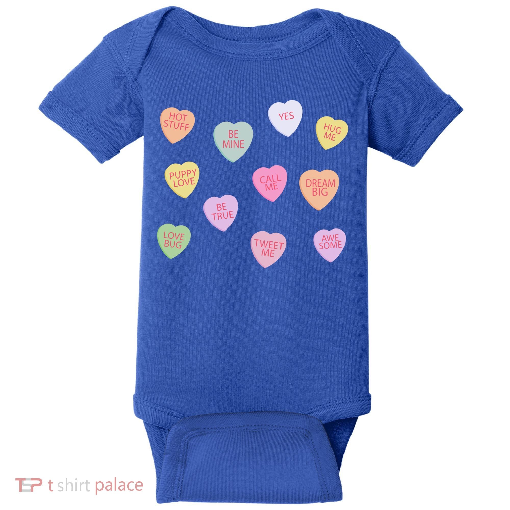 Happy Valentines Day Candy Conversation Hearts Great Gift Great Gift Baby Bodysuit
