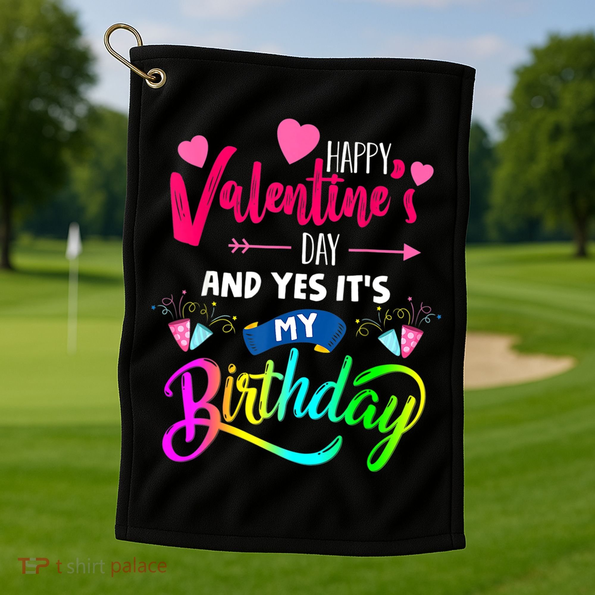 Happy ValentineS Day And Yes ItS My Birthday Funny Prese Golf Towel