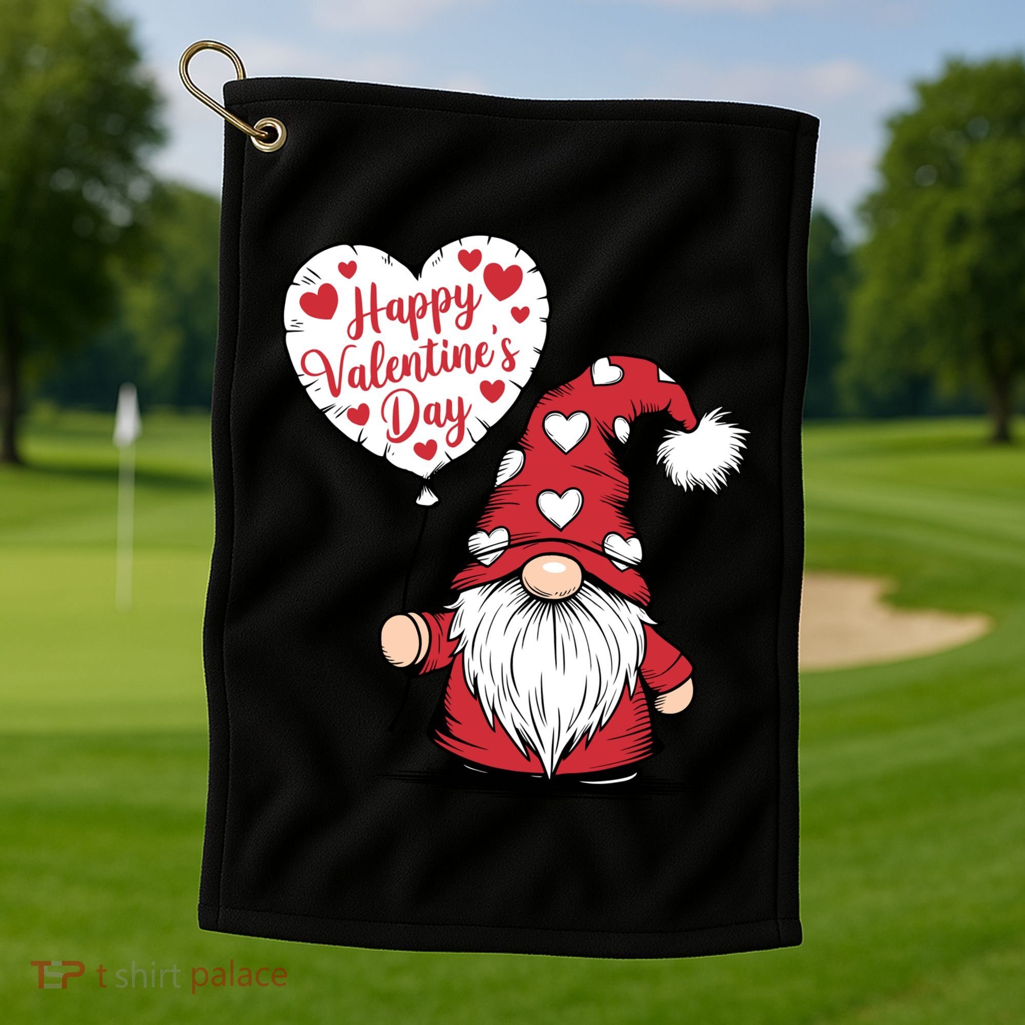 Happy ValentineS Day Cute Gnome Golf Towel