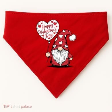 Happy ValentineS Day Cute Gnome USA-Made Doggie Bandana