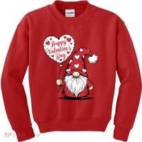 Happy ValentineS Day Cute Gnome Kids Sweatshirt thumb 0