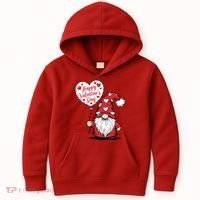 Happy ValentineS Day Cute Gnome Kids Hoodie thumb 0