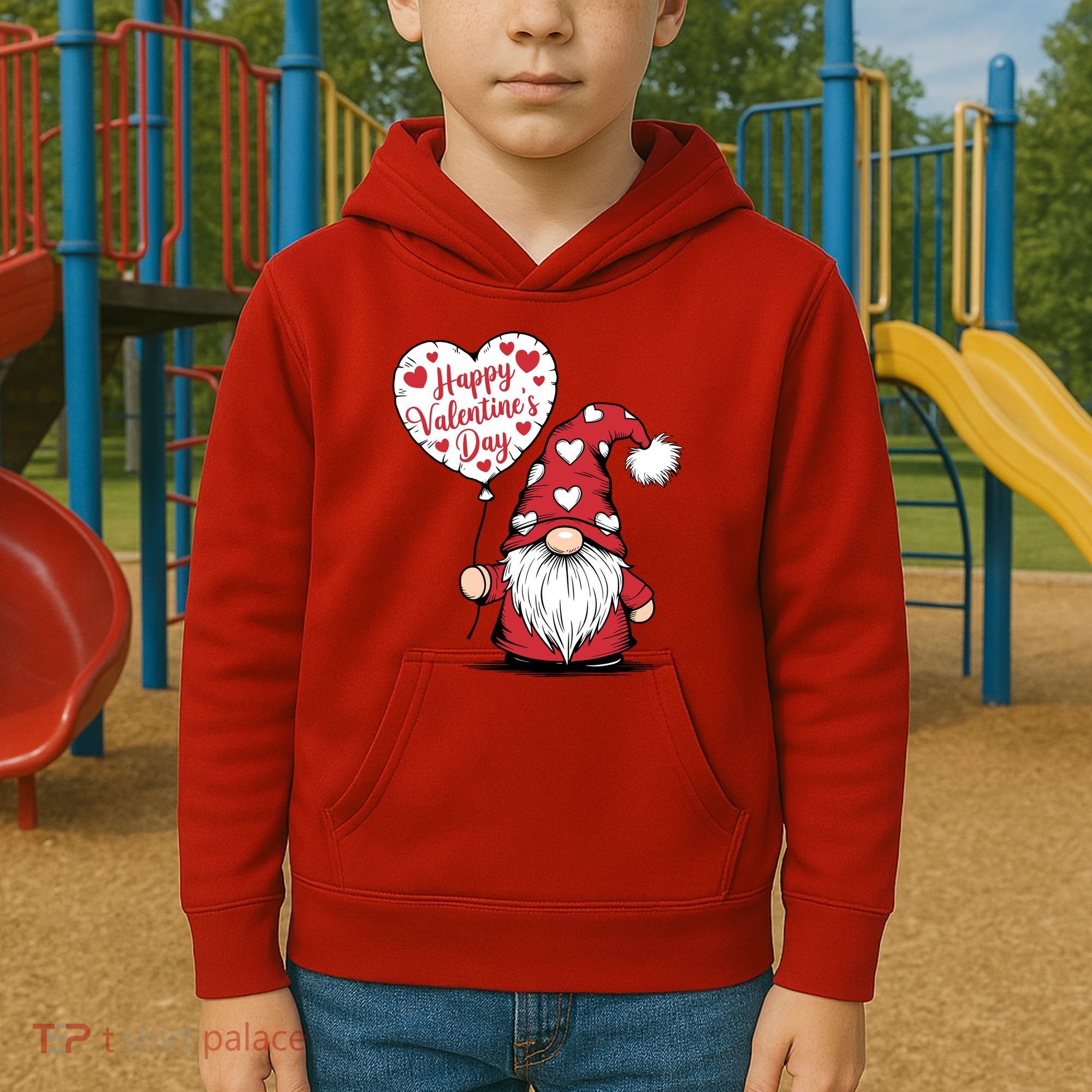 Happy ValentineS Day Cute Gnome Kids Hoodie