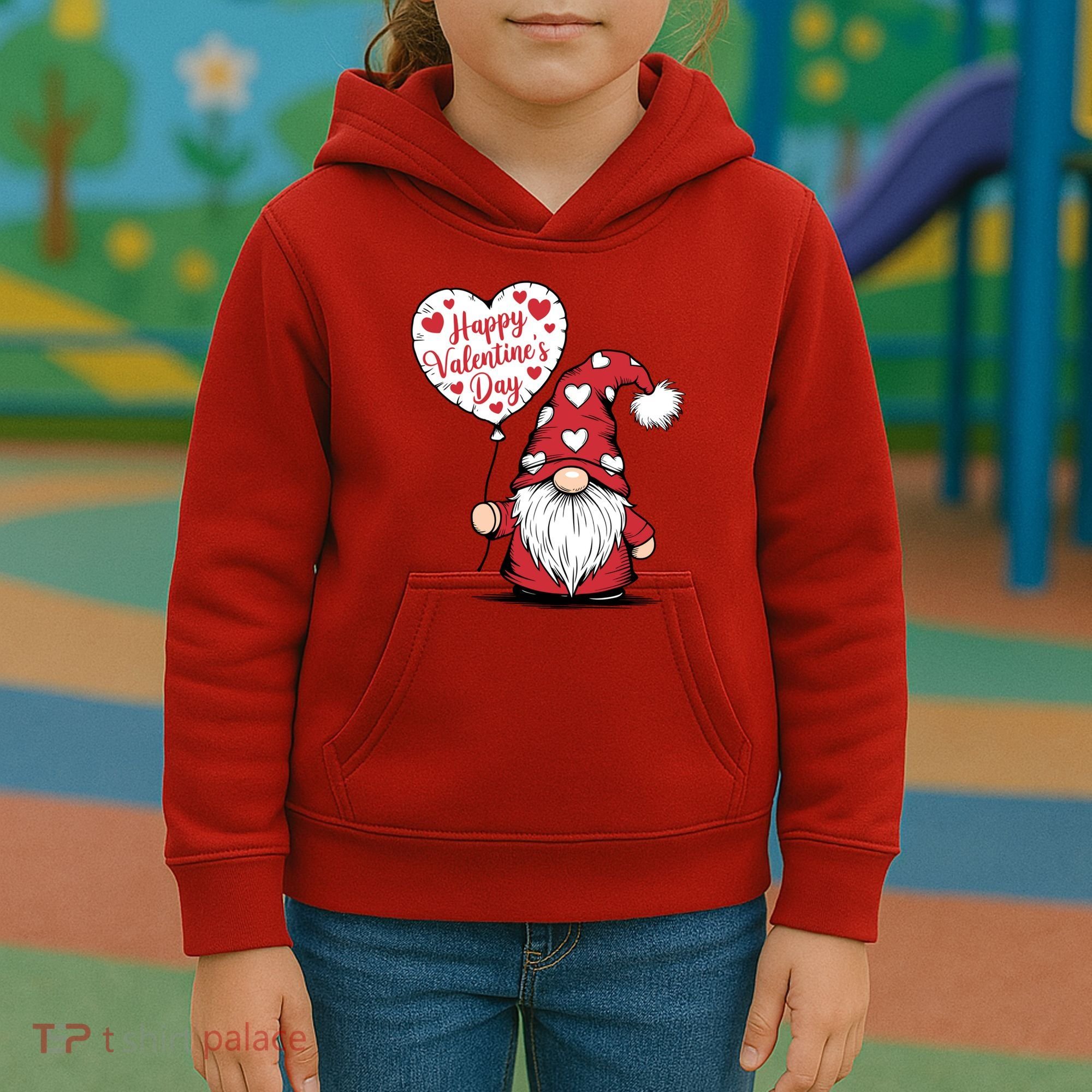 Happy ValentineS Day Cute Gnome Kids Hoodie
