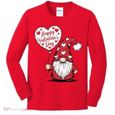 Happy ValentineS Day Cute Gnome Kids Long Sleeve Shirt