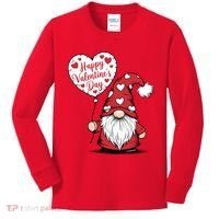 Happy ValentineS Day Cute Gnome Kids Long Sleeve Shirt thumb 0