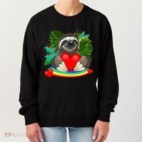 Happy Valentines Day Cute Sloth With Rainbow And Heart Women's Sweatshirt thumb 0