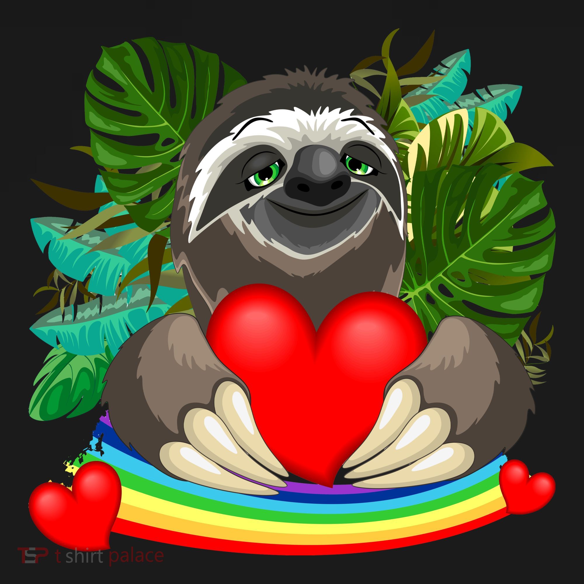 Happy Valentines Day Cute Sloth With Rainbow And Heart Toddler Hoodie