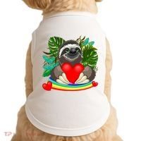 Happy Valentines Day Cute Sloth With Rainbow And Heart Doggie Tank thumb 0