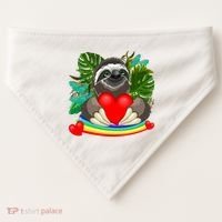 Happy Valentines Day Cute Sloth With Rainbow And Heart USA-Made Doggie Bandana thumb 0