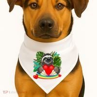 Happy Valentines Day Cute Sloth With Rainbow And Heart USA-Made Doggie Bandana thumb 1